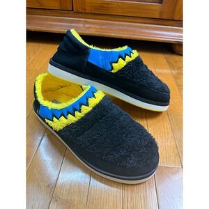 Sanuk Grateful Dead Cozy Vibe Slippers Mens 10 Black Yellow Blue Dancing Bears
